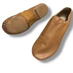 Tan Leather Jazz Dance Shoes Slip-On Split Sole Size 8